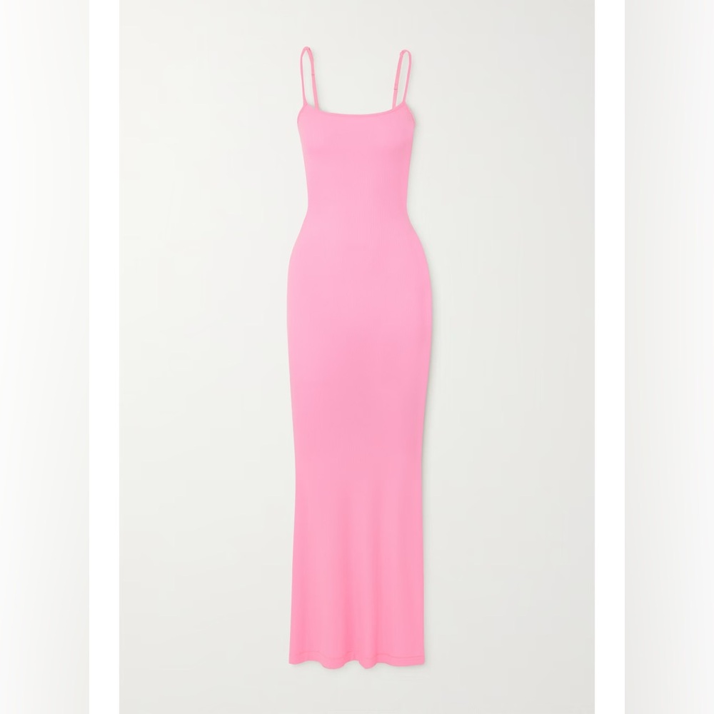 NWOT. Skims Soft Lounge Long Slip Dress in Cotton Candy Pink, Size XS